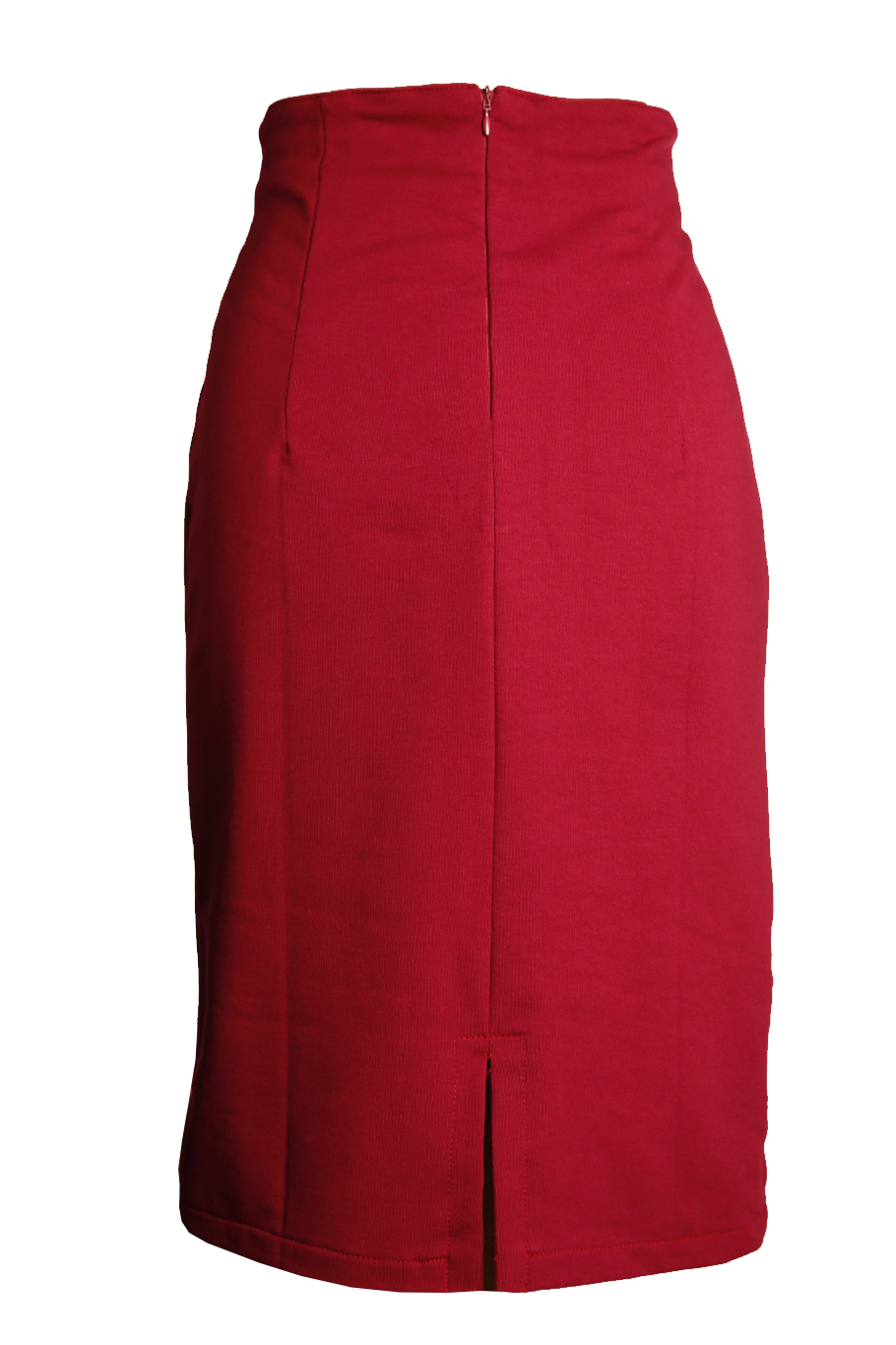 Mevrouw Romanschrijver Mam Comortabele bordeaux rode tricot high waist rok met geborduurde knal roze  bloem